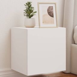 Berkfield Home TV Wall Cabinet with LED Lights White 40.5x35x40 cm - thumbnail 1