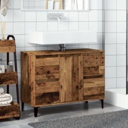 Berkfield Home Sink Cabinet Old Wood 80x33x60 cm Engineered Wood in Brown - Size: 80 x 33 x 60 cm - thumbnail 3