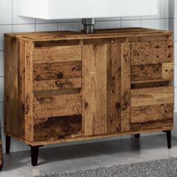 Berkfield Home Sink Cabinet Old Wood 80x33x60 cm Engineered Wood in Brown - Size: 80 x 33 x 60 cm - thumbnail 1