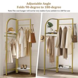KORVIXA Heavy Duty Gold Metal Clothing Rack - thumbnail 3