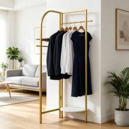 KORVIXA Heavy Duty Gold Metal Clothing Rack - thumbnail 4