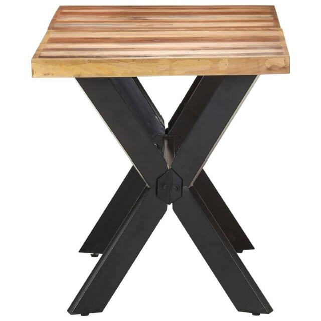 Berkfield Home Sturdy Dining Table 140x70x75 cm Solid Wood with Honey Finish in Brown - Size: 140 x 70 x 75 cm