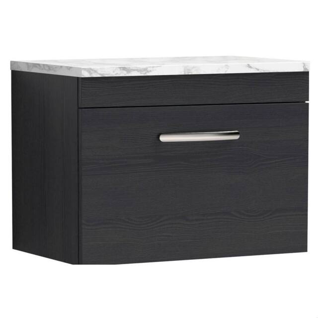 Balterley Millwich 1 Drawer Unit with Laminate Carrara, Charcoal Black, 600mm in Black - image 1