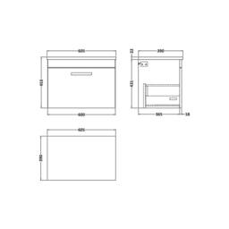 Balterley Millwich 1 Drawer Unit with Laminate Carrara, Charcoal Black, 600mm in Black - thumbnail 2