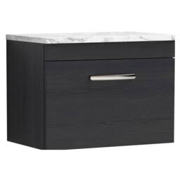 Balterley Millwich 1 Drawer Unit with Laminate Carrara, Charcoal Black, 600mm in Black