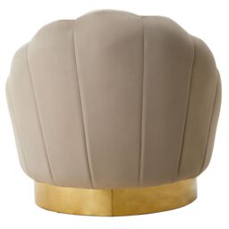 Orsina Mink Velvet Accent Chair- Mink Velvet Upholstery with Scalloped Shell Design, Gold Finish Curved Base in Brown - thumbnail 2