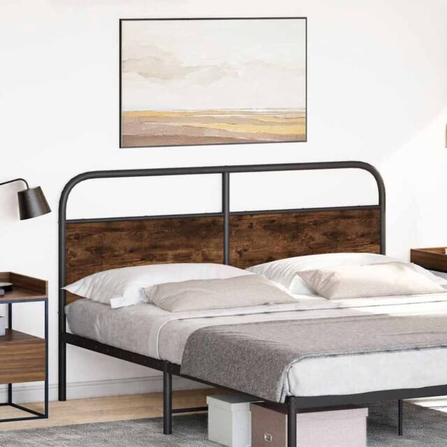 Berkfield Home Headboard Smoked Oak 160 cm Steel & Engineered Wood in Brown - image 1
