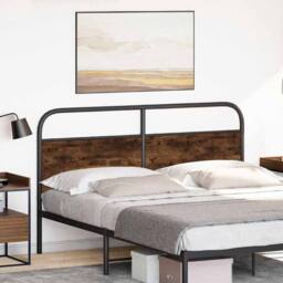 Berkfield Home Headboard Smoked Oak 160 cm Steel & Engineered Wood in Brown