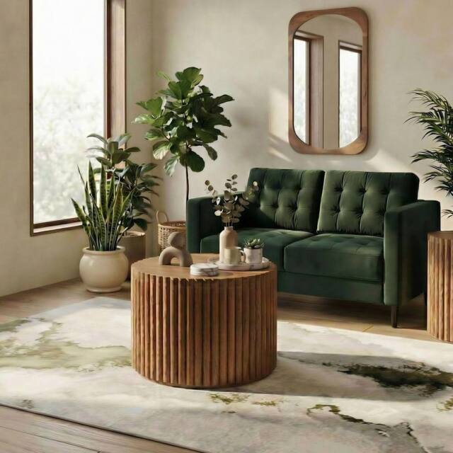 FurnitureboxUK Hood Round Walnut Wood Coffee Table - image 1