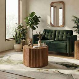 FurnitureboxUK Hood Round Walnut Wood Coffee Table - thumbnail 1