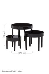 Orsina Black Set of 3 Nesting Tables, Glossy Finish Nesting Table with Square Legs, Coffee Tables for Living Room - thumbnail 4