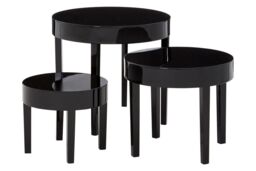 Orsina Black Set of 3 Nesting Tables, Glossy Finish Nesting Table with Square Legs, Coffee Tables for Living Room - thumbnail 6