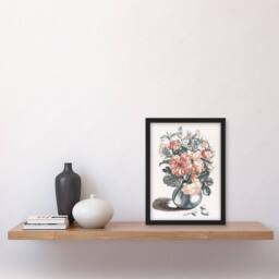"Artery8 Still Life Pink Roses in Glass Vase Teyler Framed Wall Art Print in White - Size: W12"" x H16""" - thumbnail 4