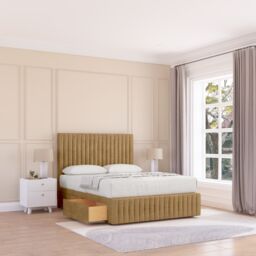 "Sloomy Madison Plush Bed Set, No Drawers Mattress & 54"" Headboard in Light Brown - Size: Super King" - thumbnail 1
