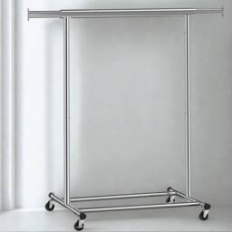 Pirlo Plush Heavy Duty Extendable Metal Clothes Rail With Wheels Silver - thumbnail 4