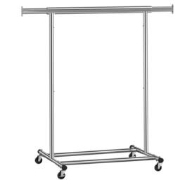 Pirlo Plush Heavy Duty Extendable Metal Clothes Rail With Wheels Silver - thumbnail 6