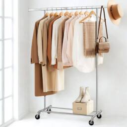 Pirlo Plush Heavy Duty Extendable Metal Clothes Rail With Wheels Silver - thumbnail 3