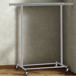 Pirlo Plush Heavy Duty Extendable Metal Clothes Rail With Wheels Silver