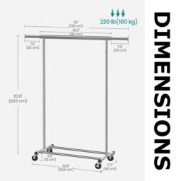 Pirlo Plush Heavy Duty Extendable Metal Clothes Rail With Wheels Silver - thumbnail 8