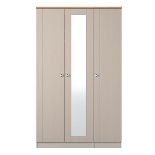 Ready Assembled 2 U Cumbria Tall Triple Mirror Wardrobe (Ready Assembled) in Taupe - Size: Large - image 1