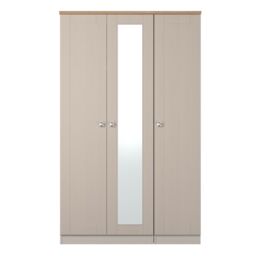 Ready Assembled 2 U Cumbria Tall Triple Mirror Wardrobe (Ready Assembled) in Taupe - Size: Large - thumbnail 1