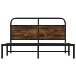 Berkfield Home Bed Frame Without Mattress 135x190 cm Double Smoked Oak Engineered Wood in Brown - thumbnail 5