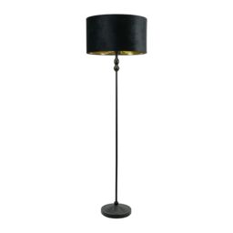 ValueLights Maggie Black Candlestick Floor Lamp with Black Velvet with Gold Inner Lamp Shade - thumbnail 2