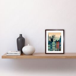 "Artery8 Wall Art Print York Minster & Shambles Street Cityscape Artwork Framed 9X7 Inch in Brown - Size: W7"" x H9""" - thumbnail 2
