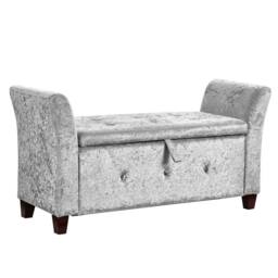 Kelvenix Silver Velvet Storage Ottoman Seat Stool Bench - Size: 0.6m2 - thumbnail 1