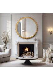 Living and Home 79cm Sunburst Wall Mirror with Natural Pine Wood Frame Boho Decorative Round Mirror - thumbnail 2