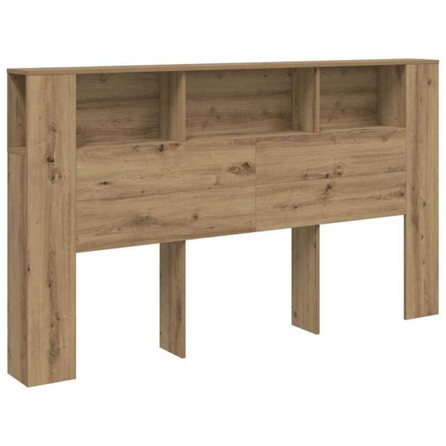 Berkfield Home Headboard Cabinet Artisian Oak 180x18.5x102.5 cm Engineered Wood in Brown - image 1