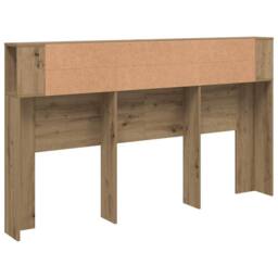 Berkfield Home Headboard Cabinet Artisian Oak 180x18.5x102.5 cm Engineered Wood in Brown - thumbnail 6