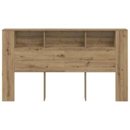 Berkfield Home Headboard Cabinet Artisian Oak 180x18.5x102.5 cm Engineered Wood in Brown - thumbnail 4