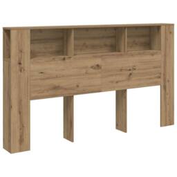 Berkfield Home Headboard Cabinet Artisian Oak 180x18.5x102.5 cm Engineered Wood in Brown - thumbnail 1