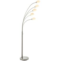 Loops 5 Light Floor Lamp Nickel & Glass Tall Standing Curved Multi Arm Living Room in Metallics - thumbnail 1