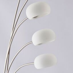 Loops 5 Light Floor Lamp Nickel & Glass Tall Standing Curved Multi Arm Living Room in Metallics - thumbnail 4