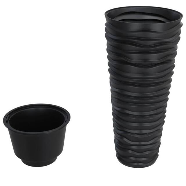Berkfield Home Planter with Removable Inner Anthracite 18/45 L PP Grooved Look in Black - image 1