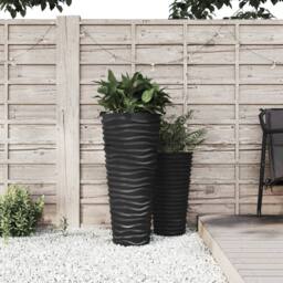 Berkfield Home Planter with Removable Inner Anthracite 18/45 L PP Grooved Look in Black - thumbnail 2