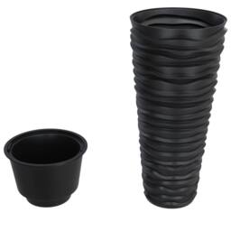 Berkfield Home Planter with Removable Inner Anthracite 18/45 L PP Grooved Look in Black - thumbnail 1