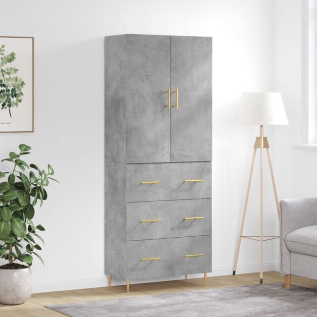 Berkfield Home Highboard Concrete Grey 69.5x34x180 cm Engineered Wood - image 1