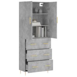 Berkfield Home Highboard Concrete Grey 69.5x34x180 cm Engineered Wood - thumbnail 3