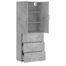Berkfield Home Highboard Concrete Grey 69.5x34x180 cm Engineered Wood - thumbnail 4
