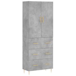 Berkfield Home Highboard Concrete Grey 69.5x34x180 cm Engineered Wood - thumbnail 2