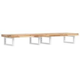 Berkfield Home Basin Shelf Wall Mounted Steel & Solid Wood Acacia in Brown
