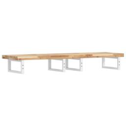 Berkfield Home Basin Shelf Wall Mounted Steel & Solid Wood Acacia in Brown - thumbnail 6