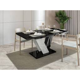 Nordara 120-160cm Modern Black & Concrete Effect Extendable Dining Table - thumbnail 6