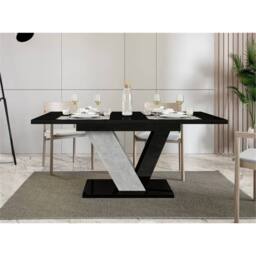 Nordara 120-160cm Modern Black & Concrete Effect Extendable Dining Table - thumbnail 5
