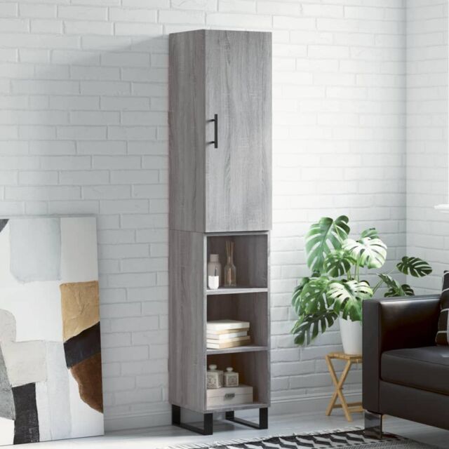 Berkfield Home Highboard Grey Sonoma 34.5x34x180 cm Engineered Wood - image 1