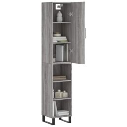 Berkfield Home Highboard Grey Sonoma 34.5x34x180 cm Engineered Wood - thumbnail 3