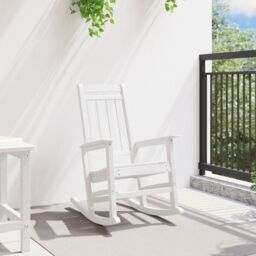 Berkfield Home Garden Rocking Chair White 70x92x108 cm HDPE - Size: 70 x 92 x 108 cm - thumbnail 3